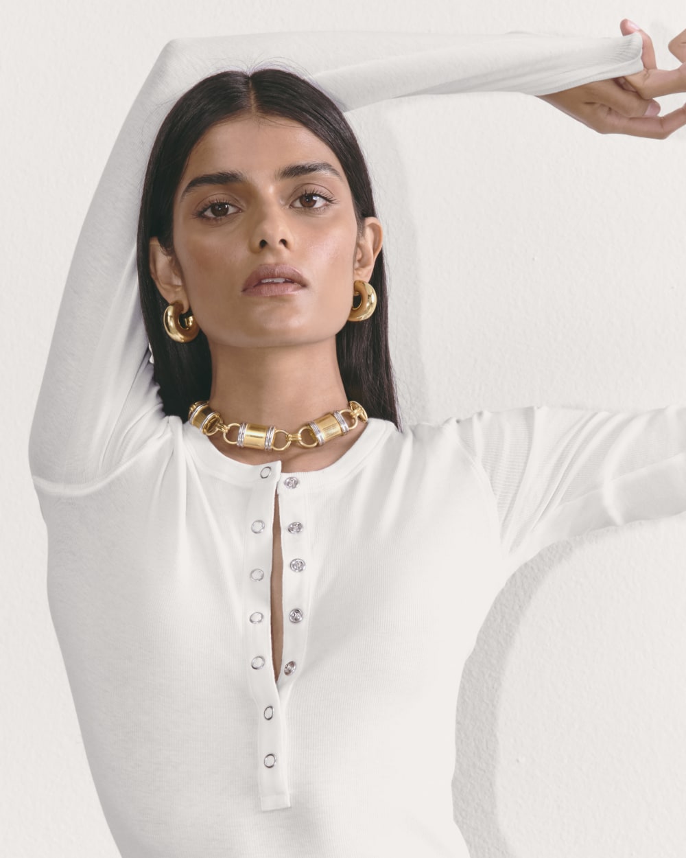 The Luxe Rib Henley | White