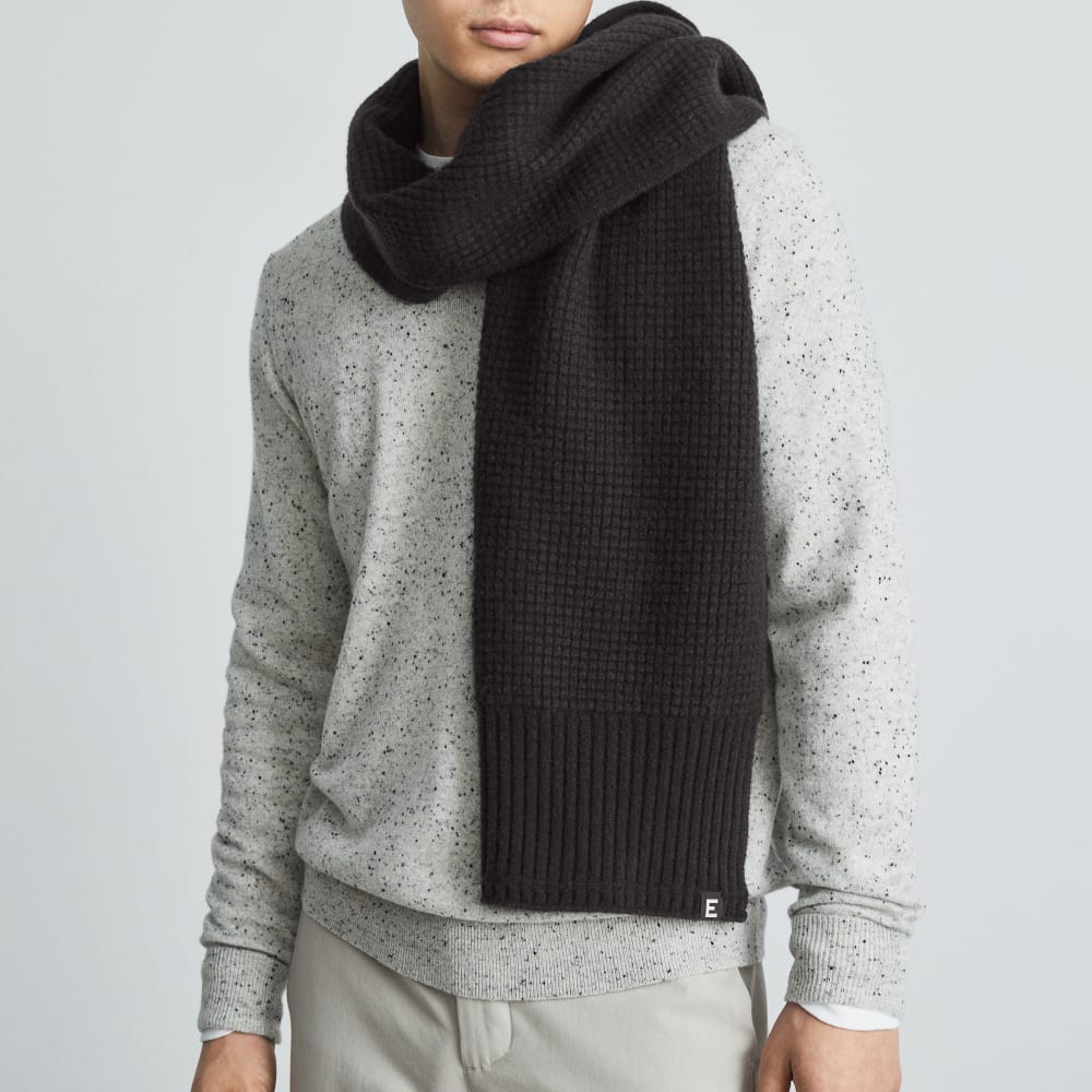 The Felted Merino Waffle-Knit Scarf | Black