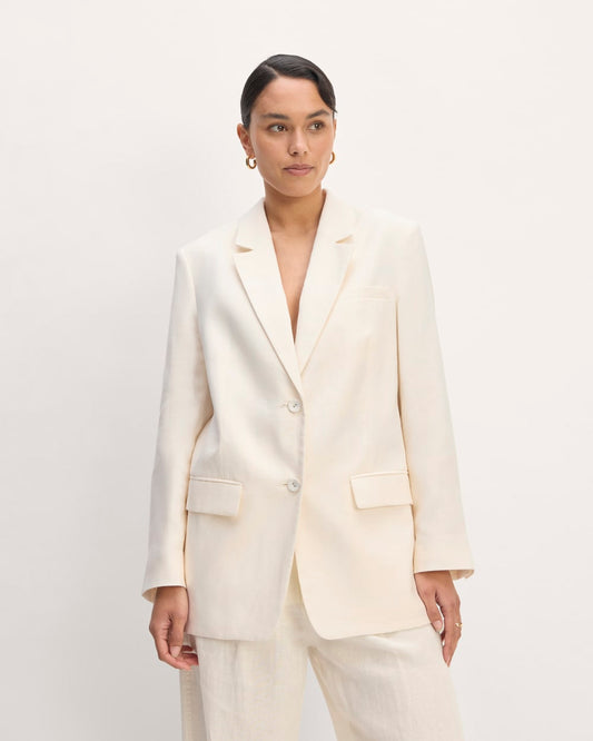 The Oversized Blazer in Linen | Bone
