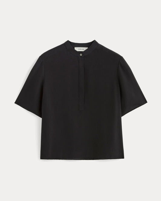 The Popover Top in Washable Silk | Black