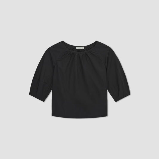 The Poplin Scoop-Neck Top | Black