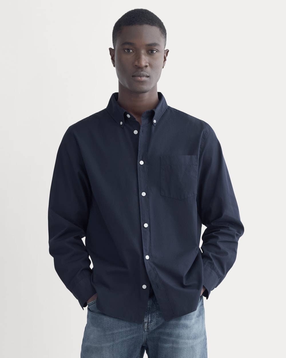 Washed Poplin Shirt | Navy