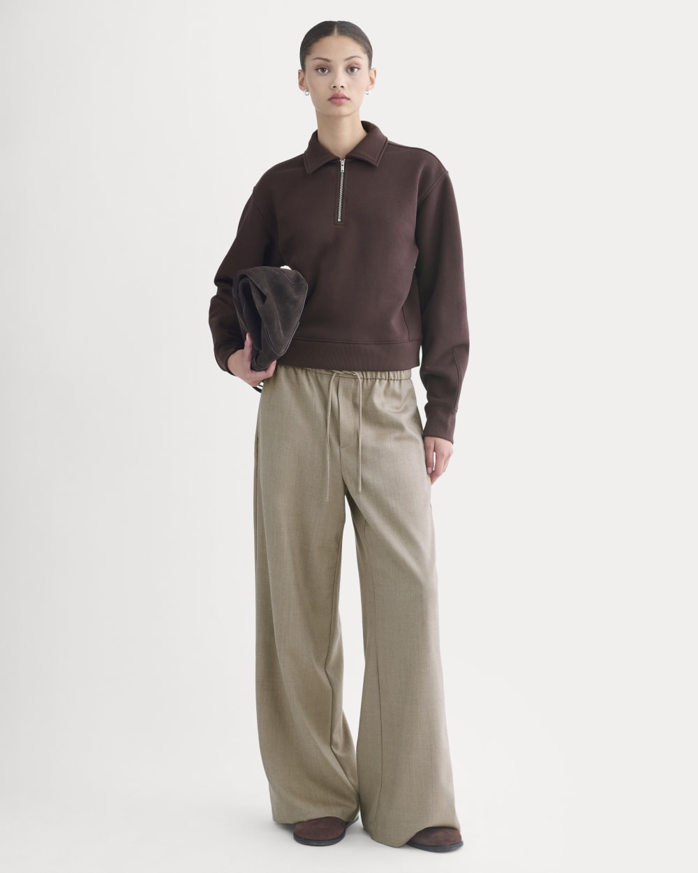 Luxe Fleece Zip Polo | Dark Chocolate