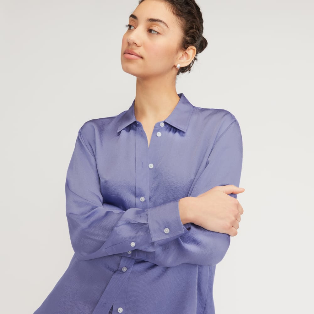 The Satin Relaxed Shirt | Cornflower Blue