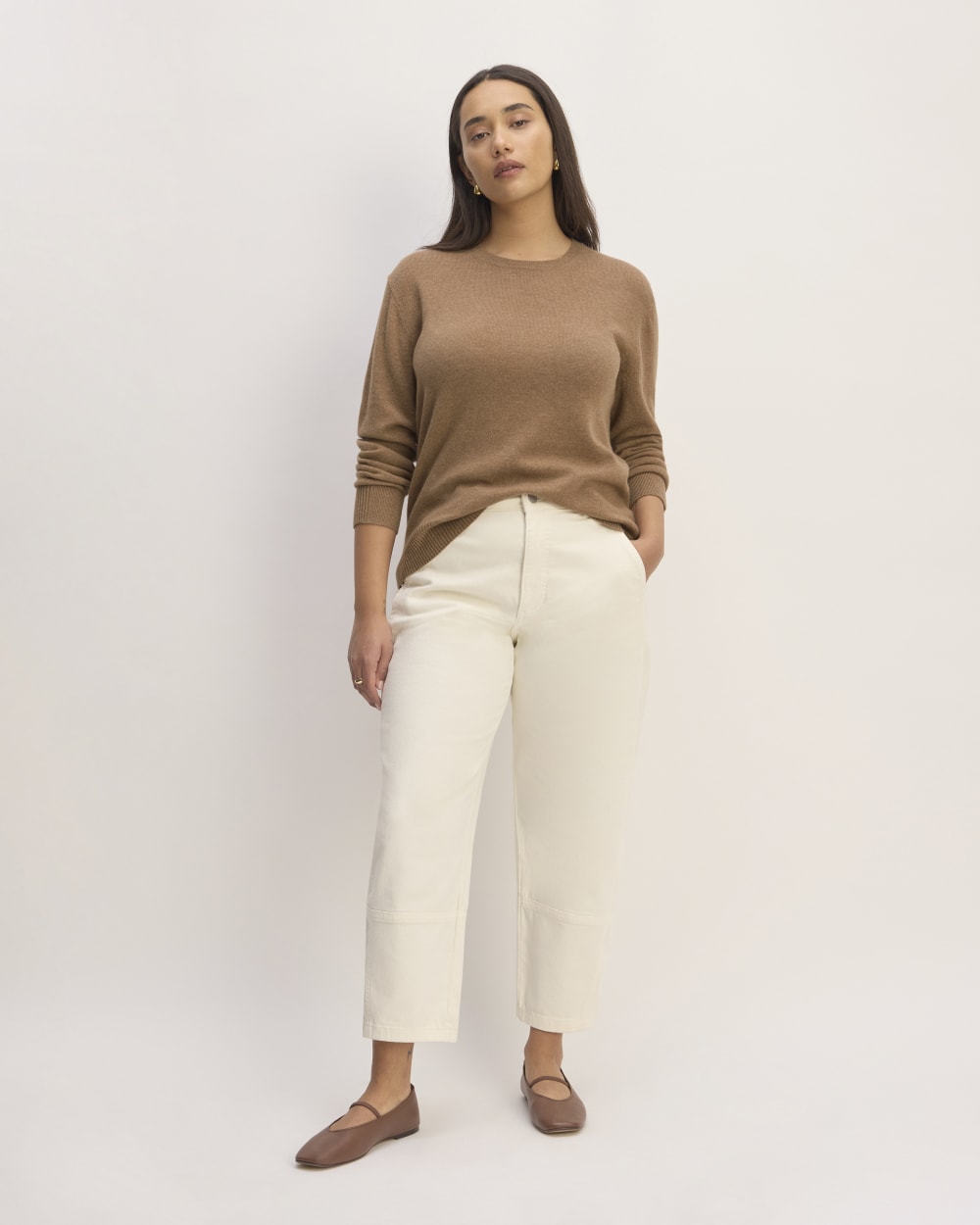 The Classic Crew in Cashmere | Heathered Brown