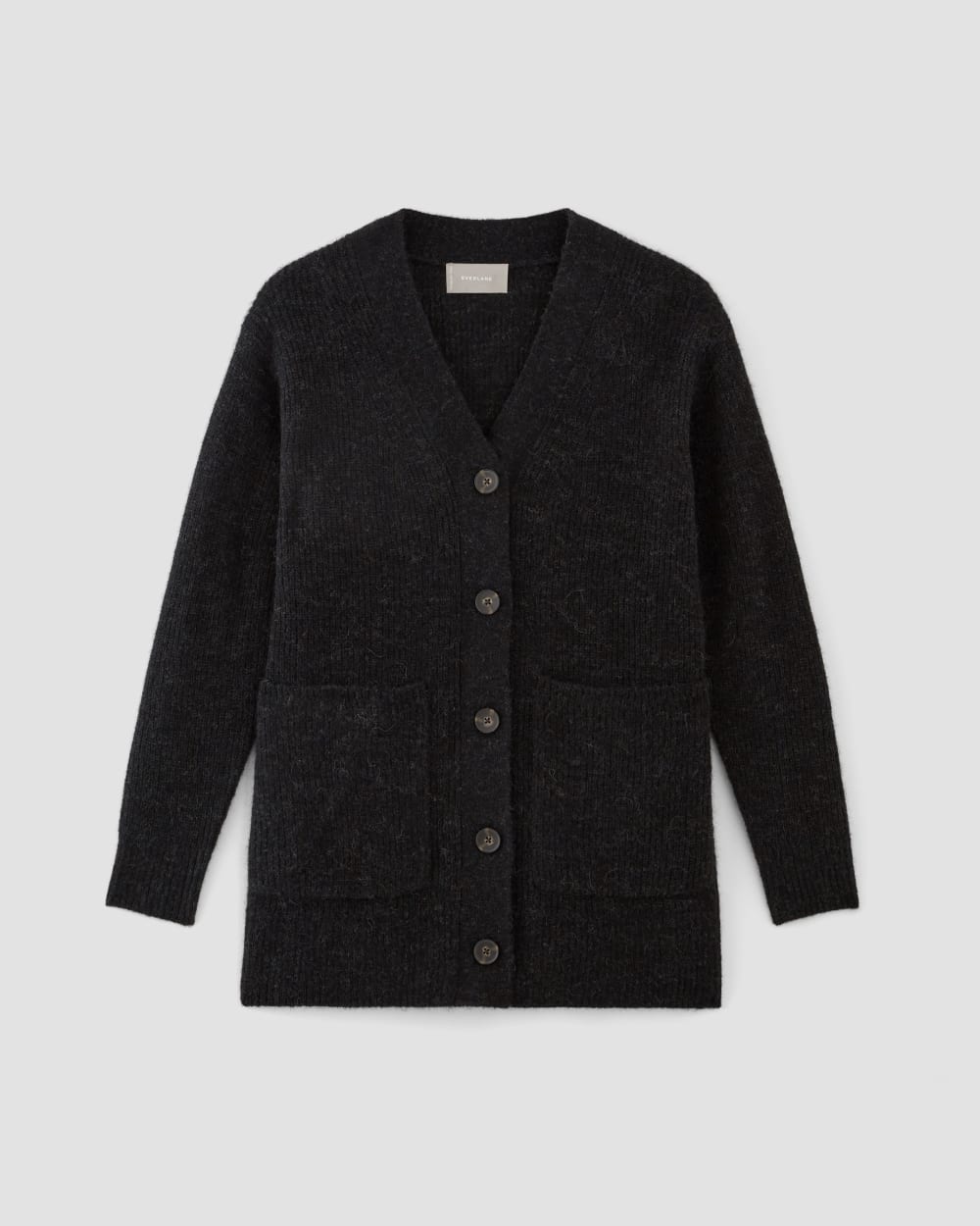 The Oversized Alpaca Pocket Cardigan | Heathered Black