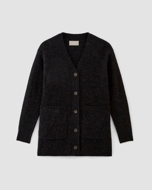 The Oversized Alpaca Pocket Cardigan | Heathered Black