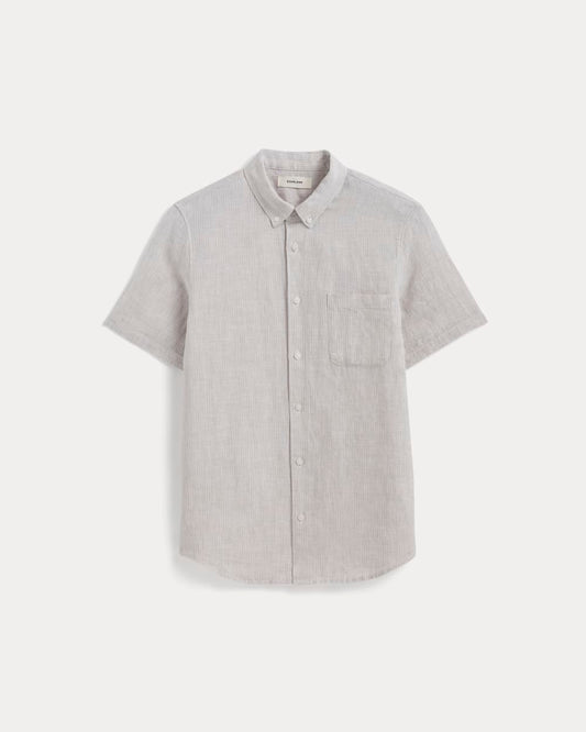 The Classic Short-Sleeve Shirt in Linen | Stone / White