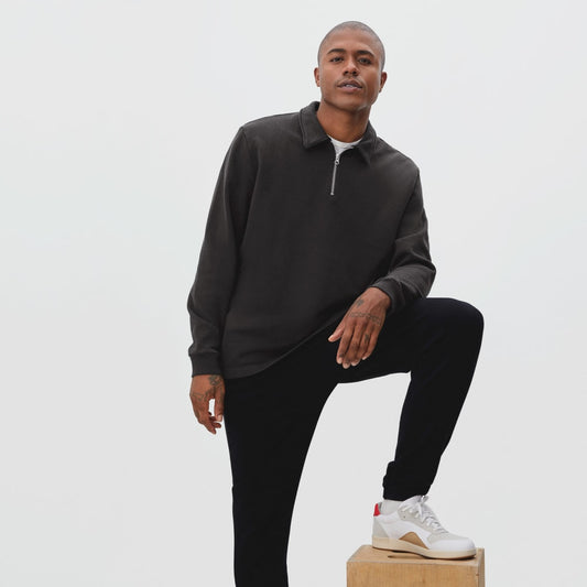 The Track Quarter-Zip Sweatshirt | Black