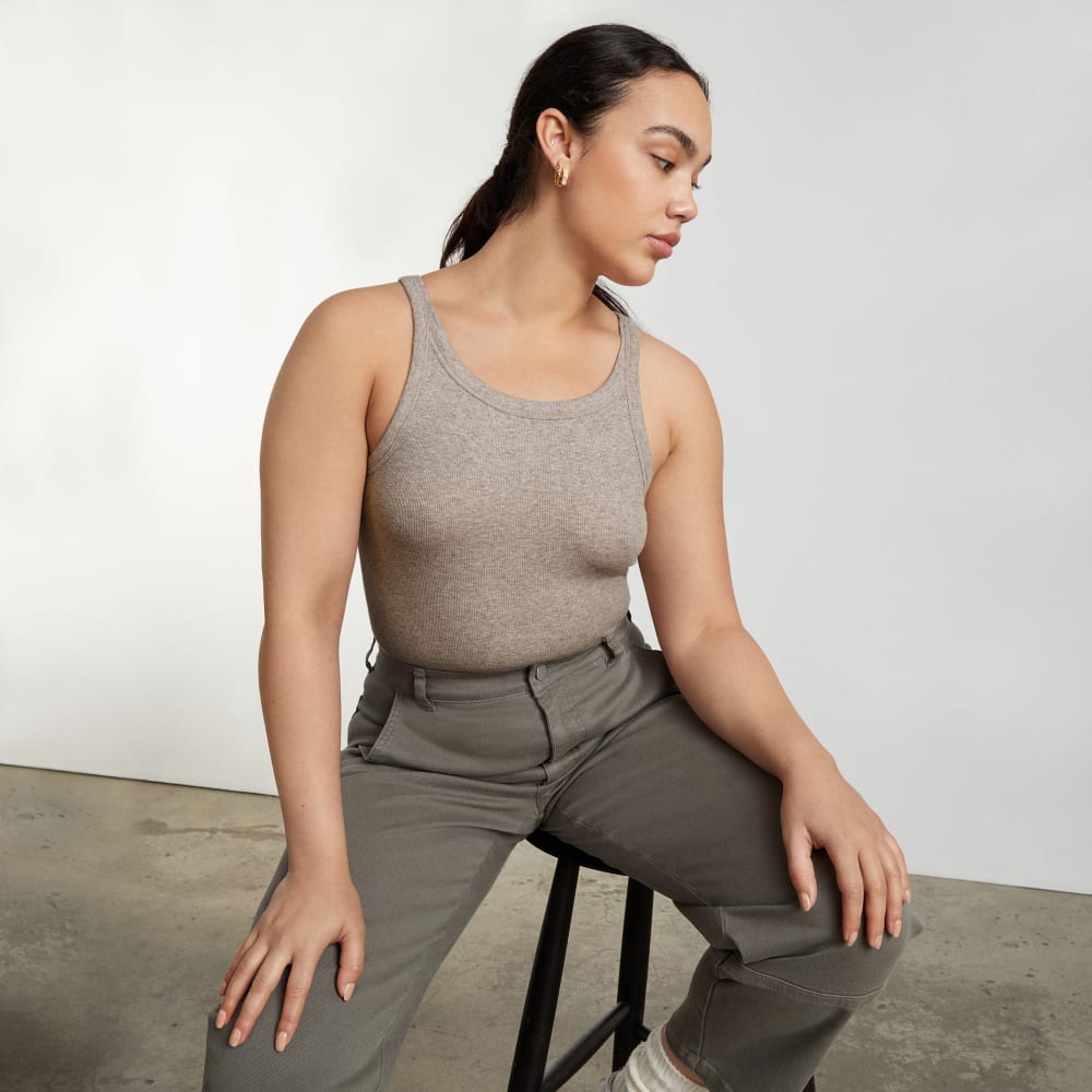 The Pima Micro-Rib Short Tank | Heathered Burnt Sugar