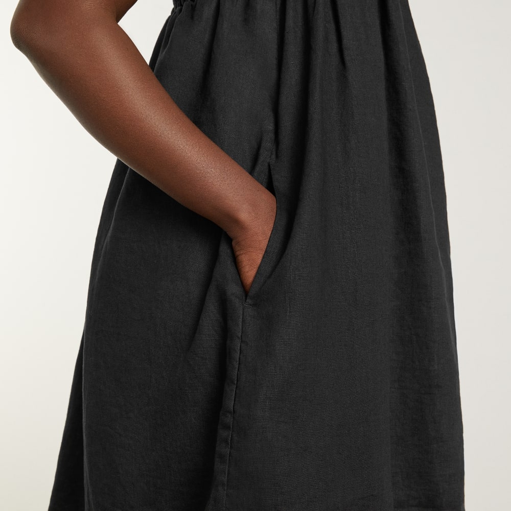 The Smocked Linen Dress | Black