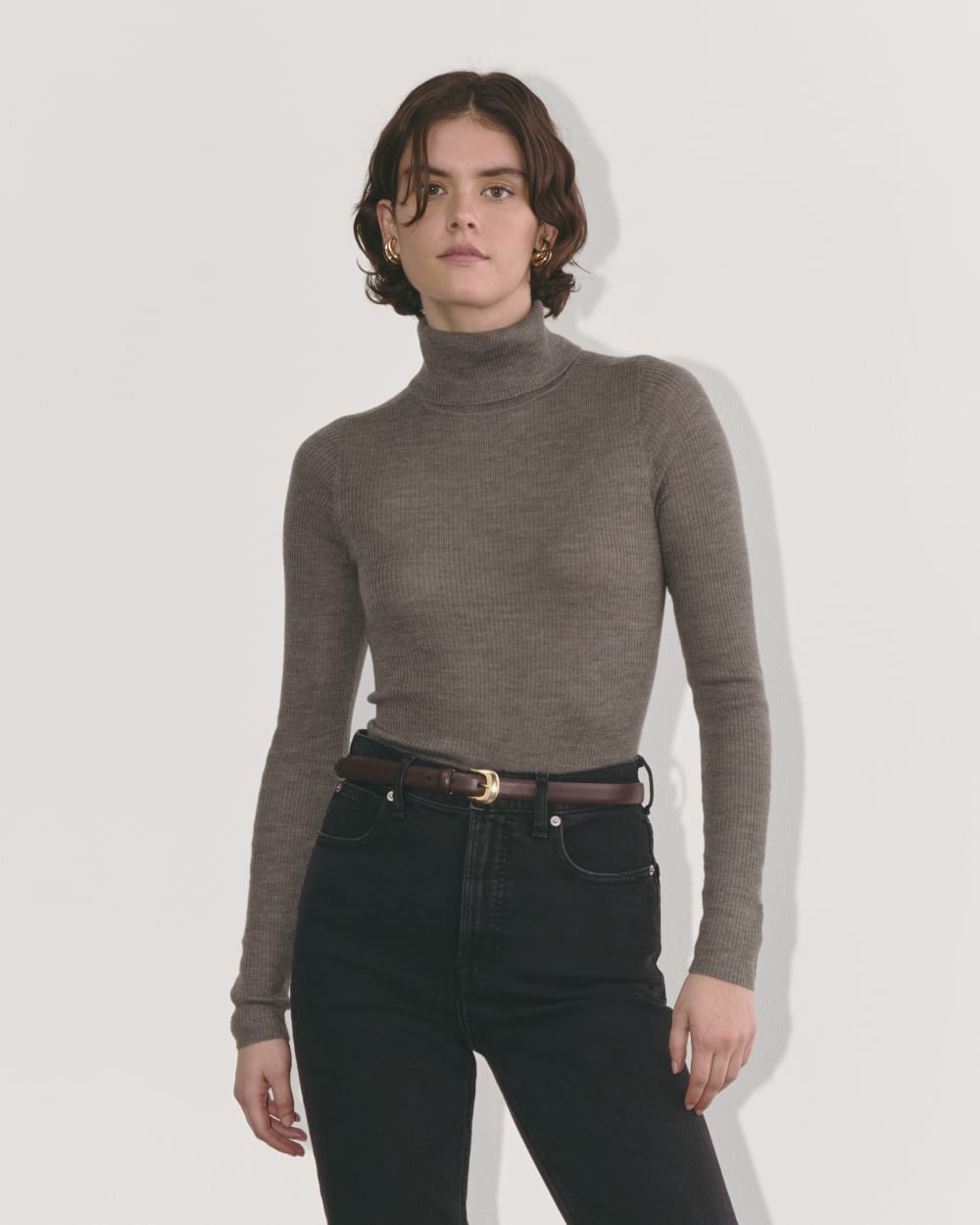 The Turtleneck in Ultrasoft Merino | Heather Cocoa