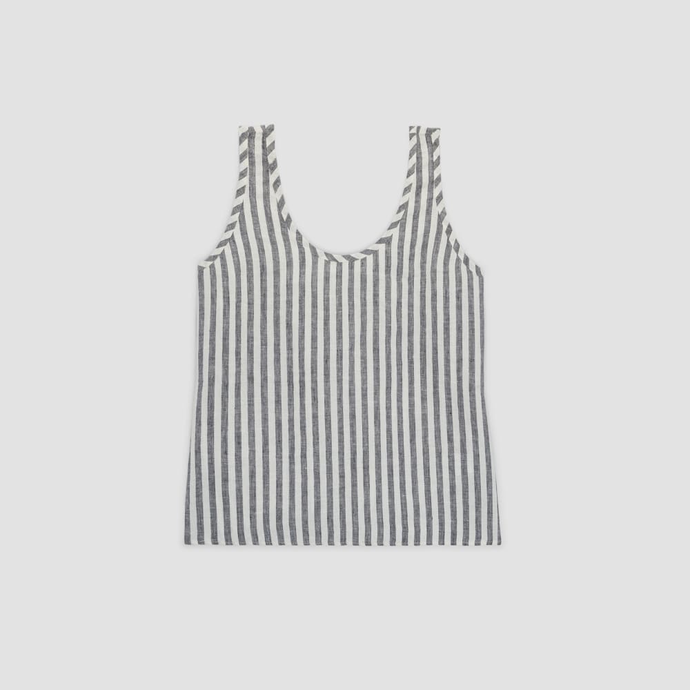 The Scoop Tank in Linen | Bone / Navy