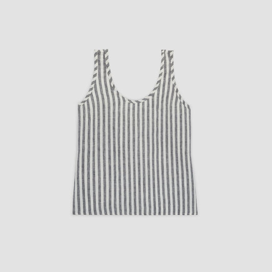 The Scoop Tank in Linen | Bone / Navy