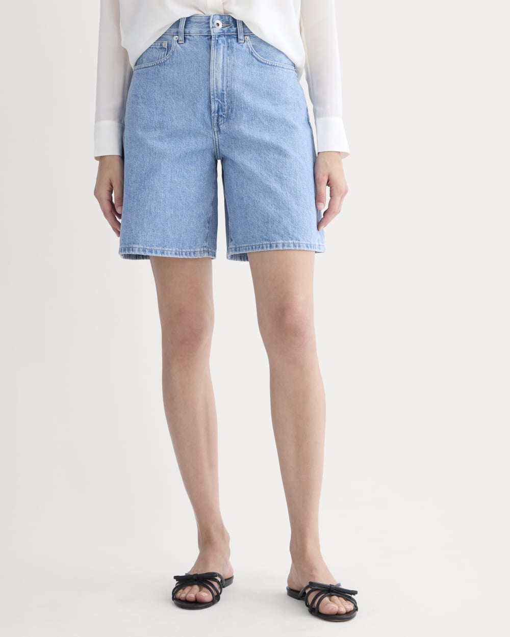 The Long A-Line Denim Short | Light Indigo