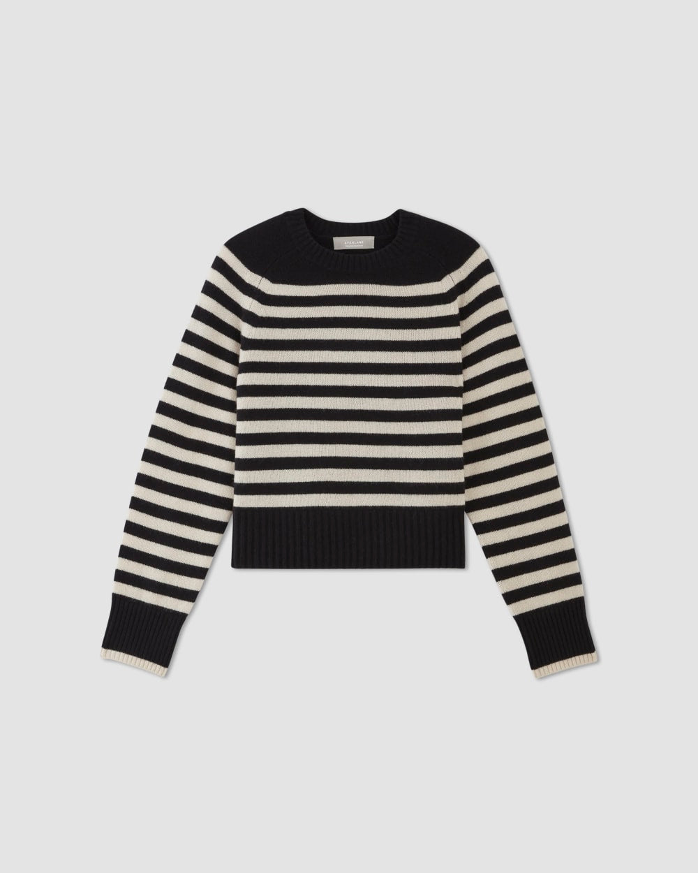 The Boxy Crew in Cashmere | Black / Bone