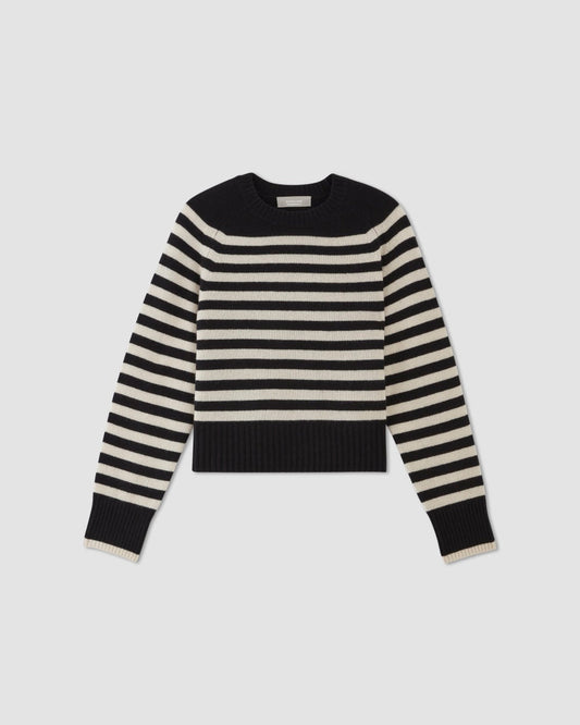 The Boxy Crew in Cashmere | Black / Bone