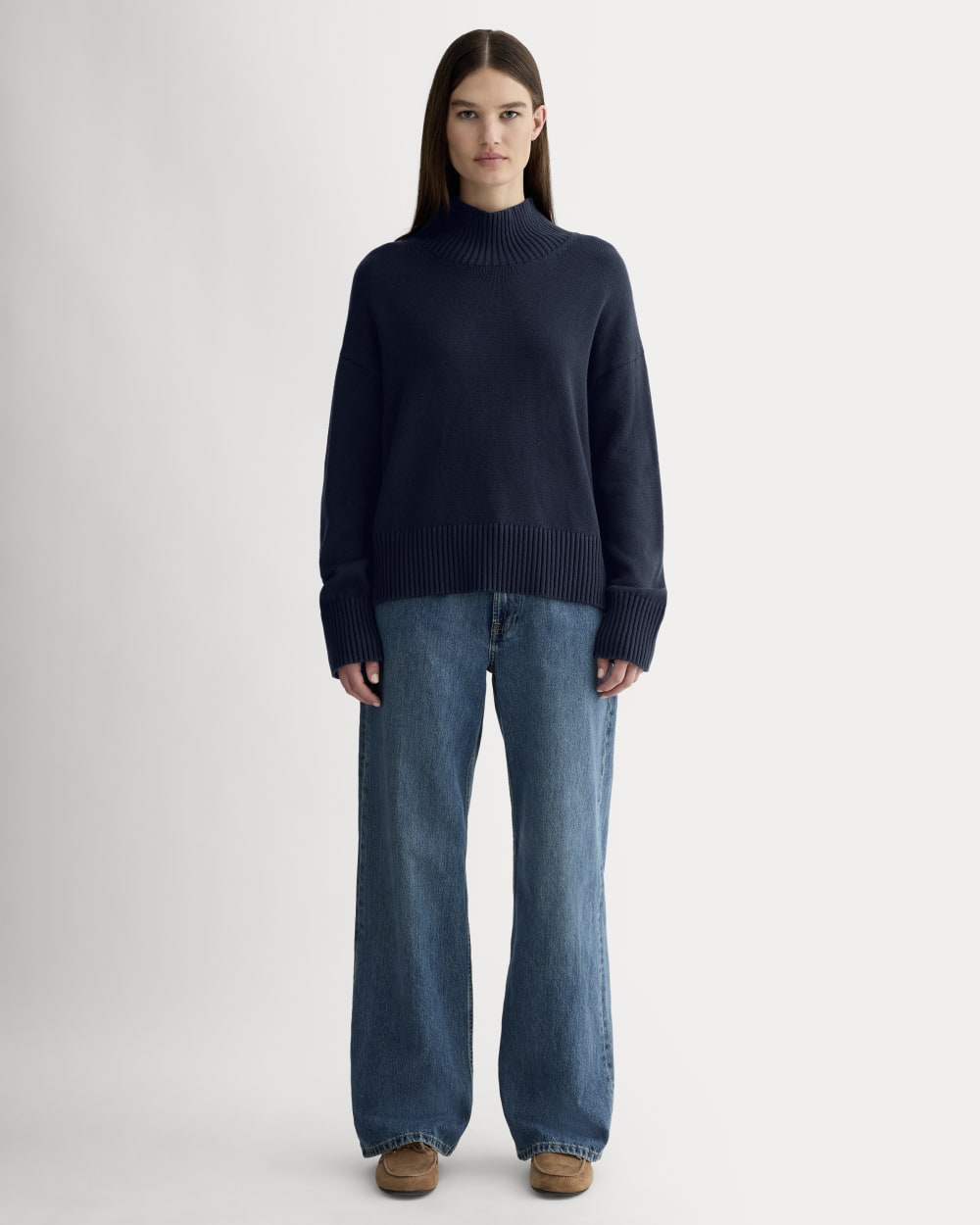 The Boxy Turtleneck in Everyday Cotton | Navy