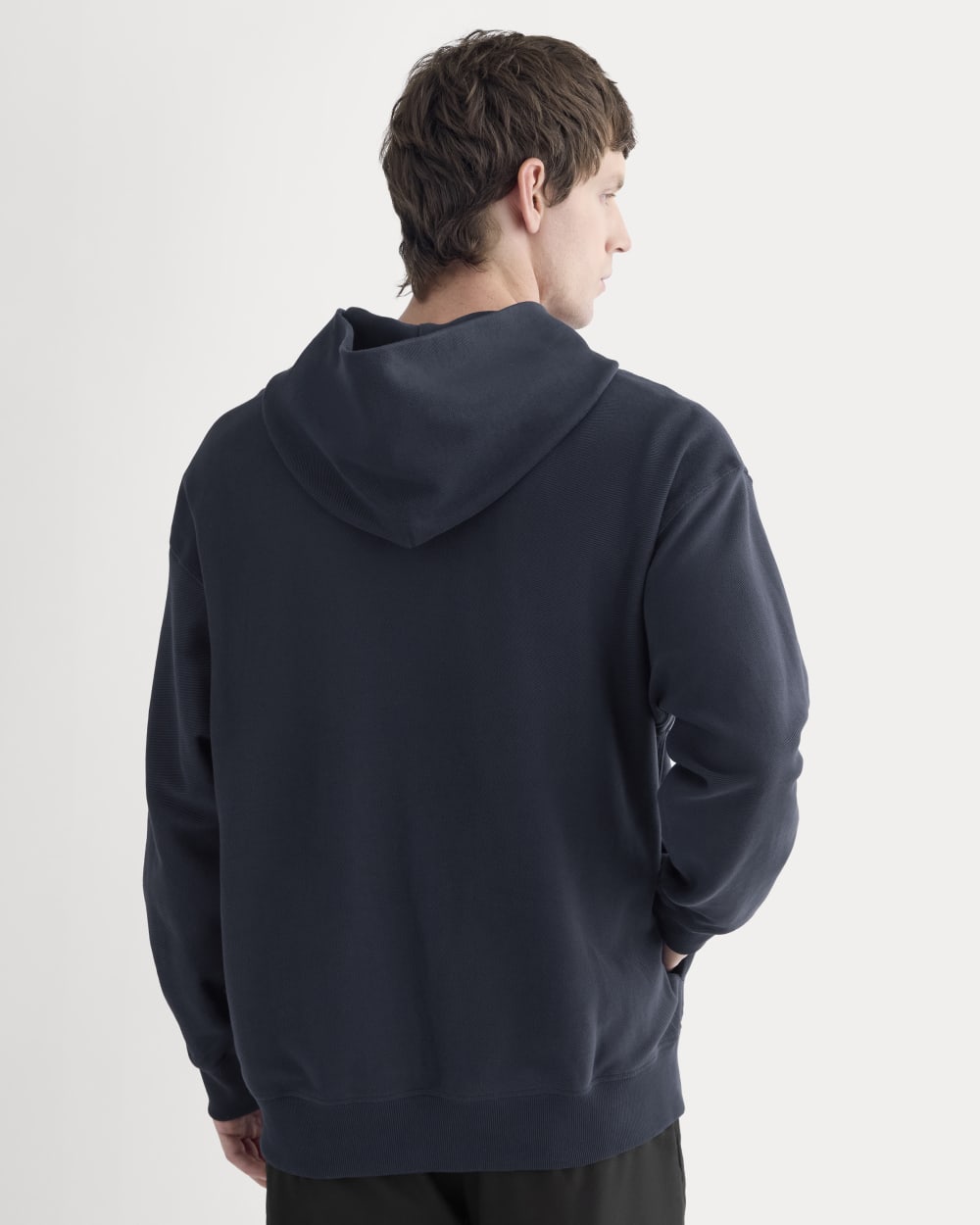Twill Terry Jacquard Hoodie | Navy