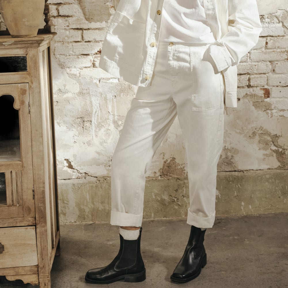 The Organic Cotton Herringbone Pant | Bone