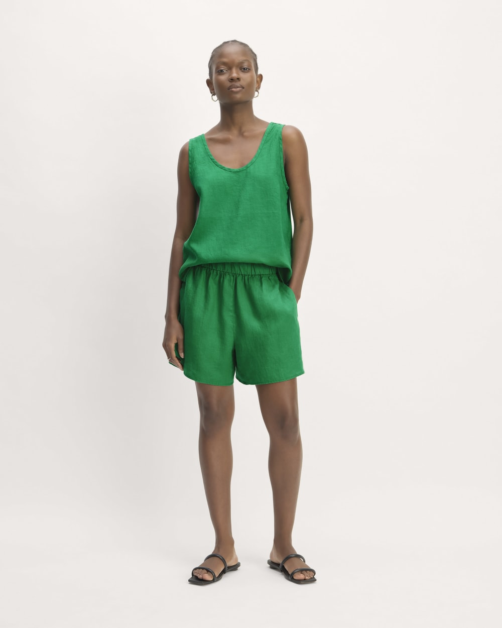 The Scoop Tank in Linen | Grass Green