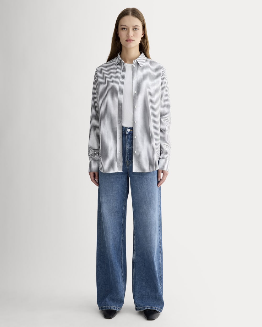 The Must-Have Shirt in Silky Cotton | Grey / White