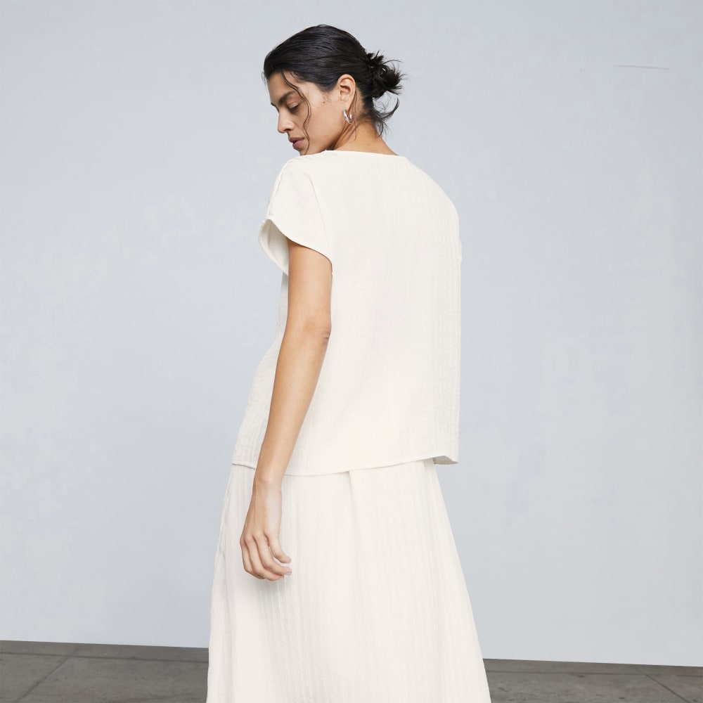 The City Stripe V-Neck Top | Bone