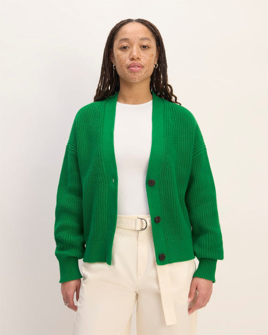 The Boxy Cardigan in Everyday Cotton | Grass Green