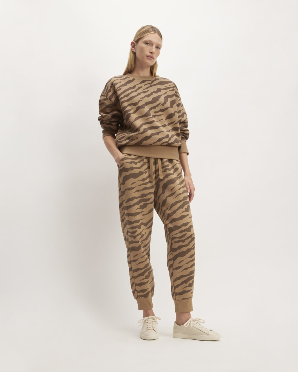 The ReTrack Oversized Crew | Cocoa Tiger Stripe
