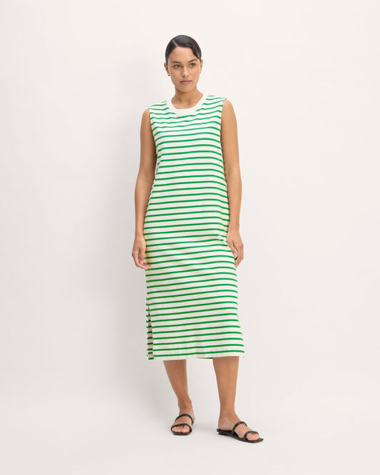 The Weekend Tank Dress | Bone / Grass Green