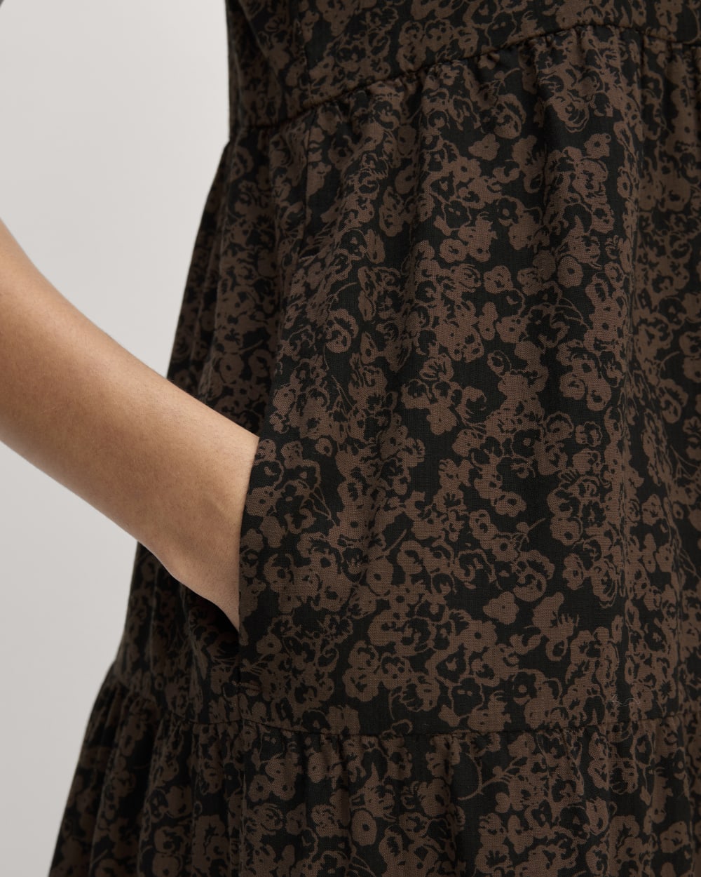 The Gauze Tiered Dress | Black / Cocoa Small Floral