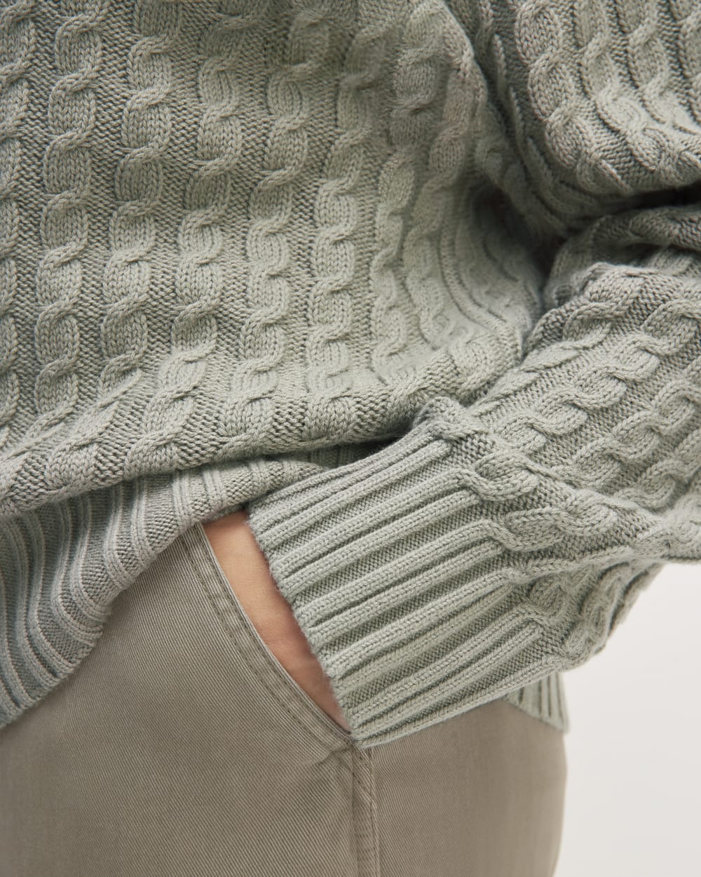 The Cotton Merino Cable Turtleneck | Sage Green