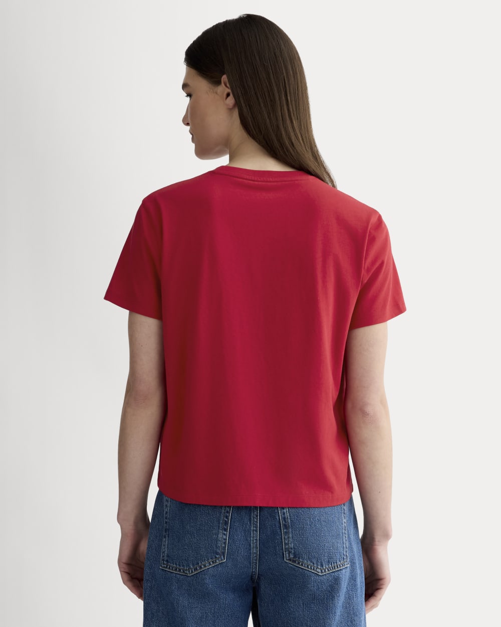The Box-Cut Tee in Essential Cotton | Berry Red  | No Pocket