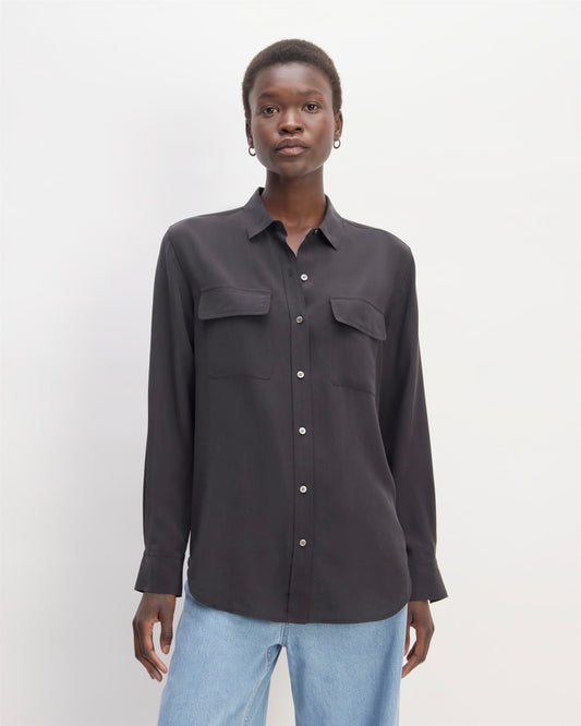 The Utility Shirt in Washable Silk | Black