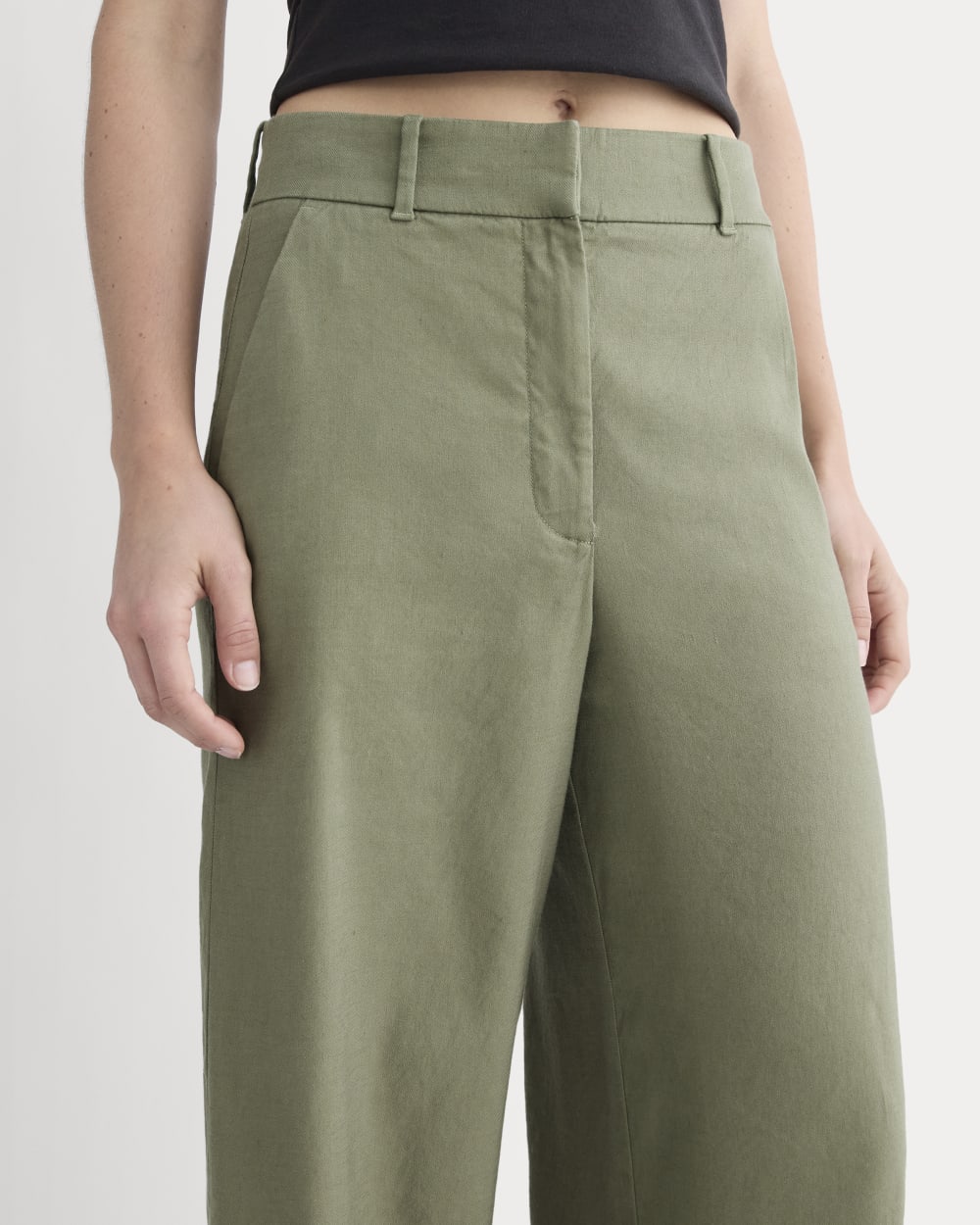 The Wide-Leg Pant in Stretch Linen | Lichen Green