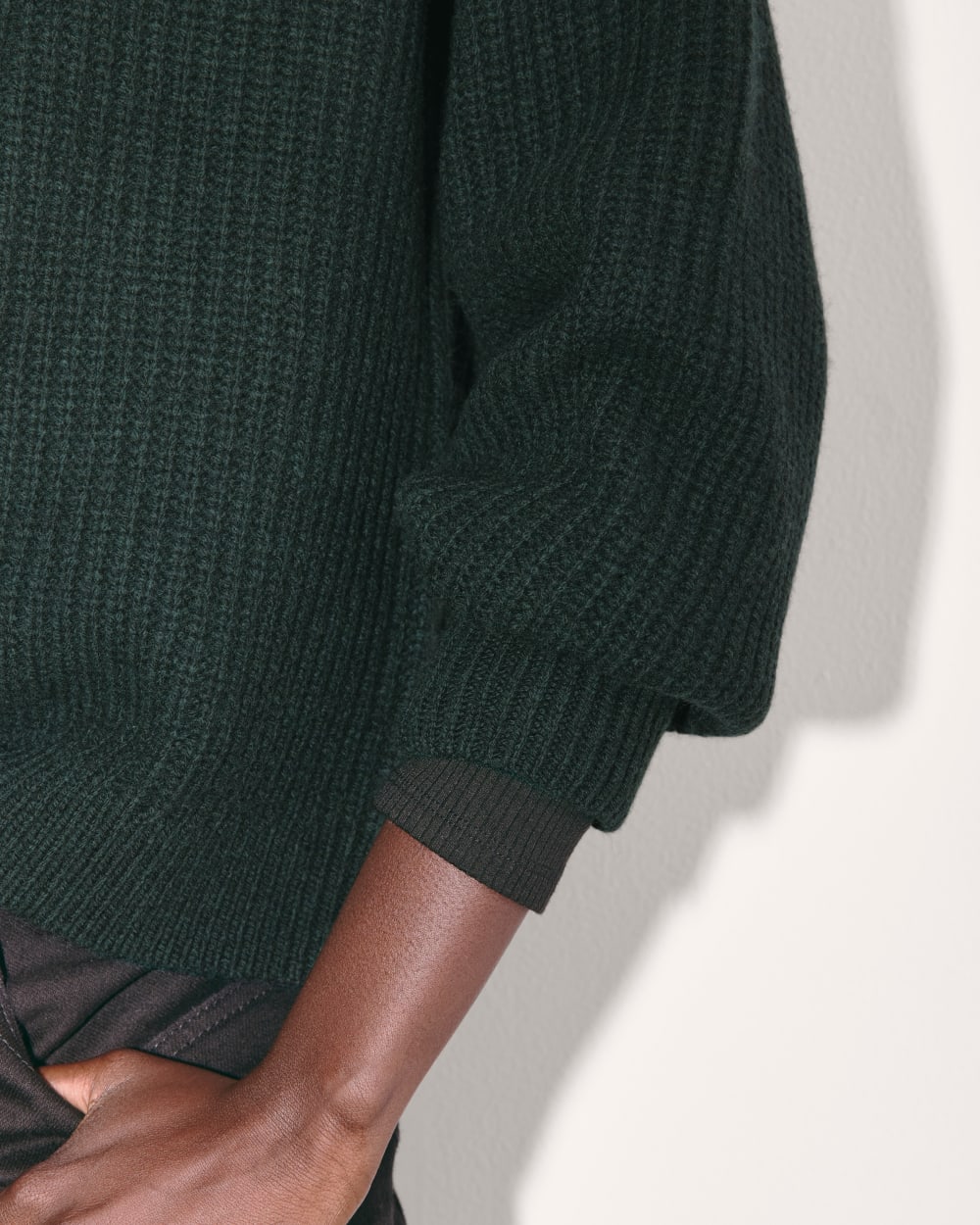 The Half-Zip Sweater in Luxe Merino | Heather Scarab Green