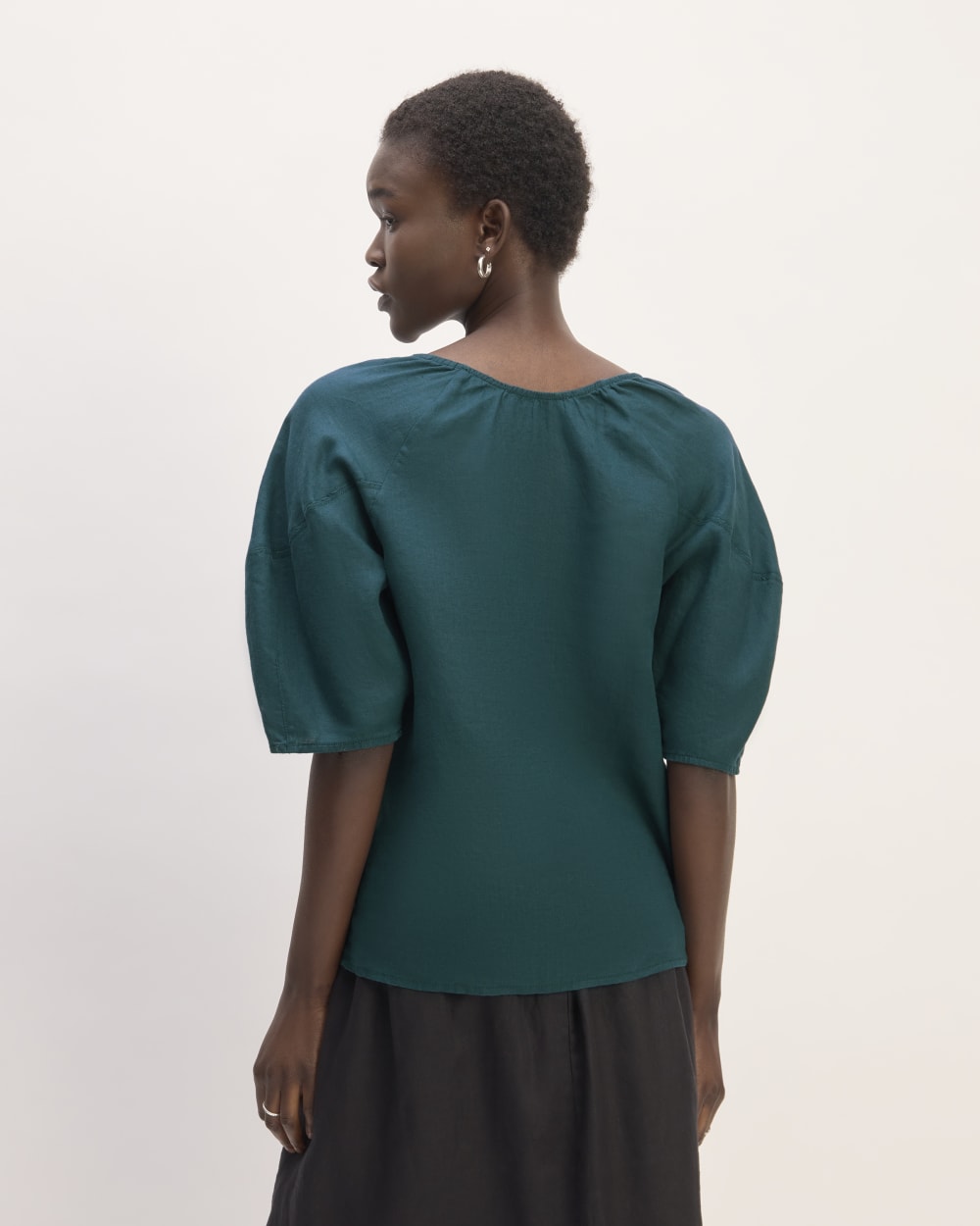 The Scoop Top in Linen | Dark Sea