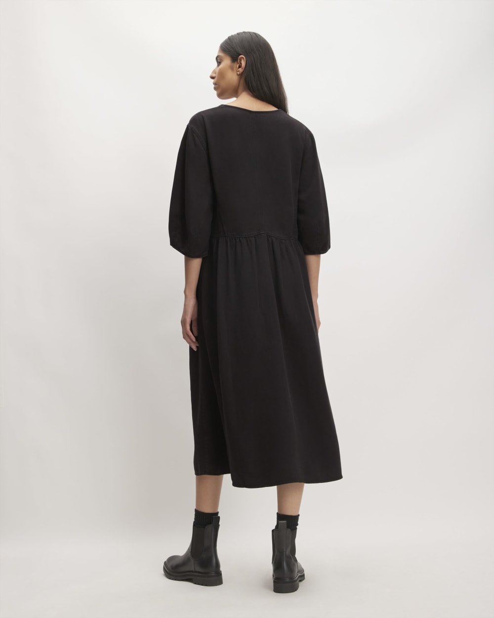The TENCEL™ Puff-Sleeve Dress | Black