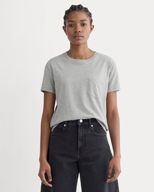 The Box-Cut Tee in Essential Cotton |  Heathered Grey | Pocket