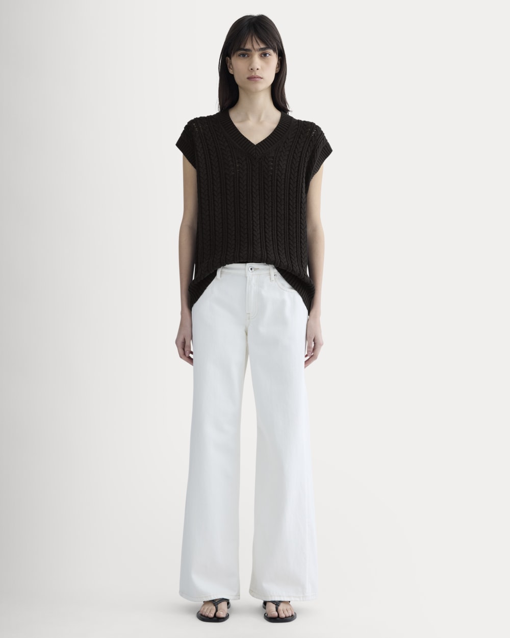 The Mesh Cable Vest in Everyday Cotton | Black