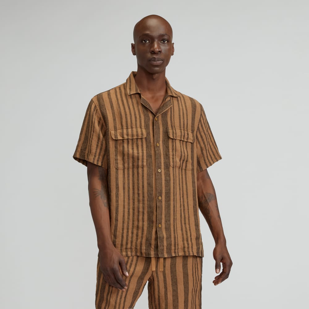 The Resort Shirt in Linen | Toasted Coconut / Black