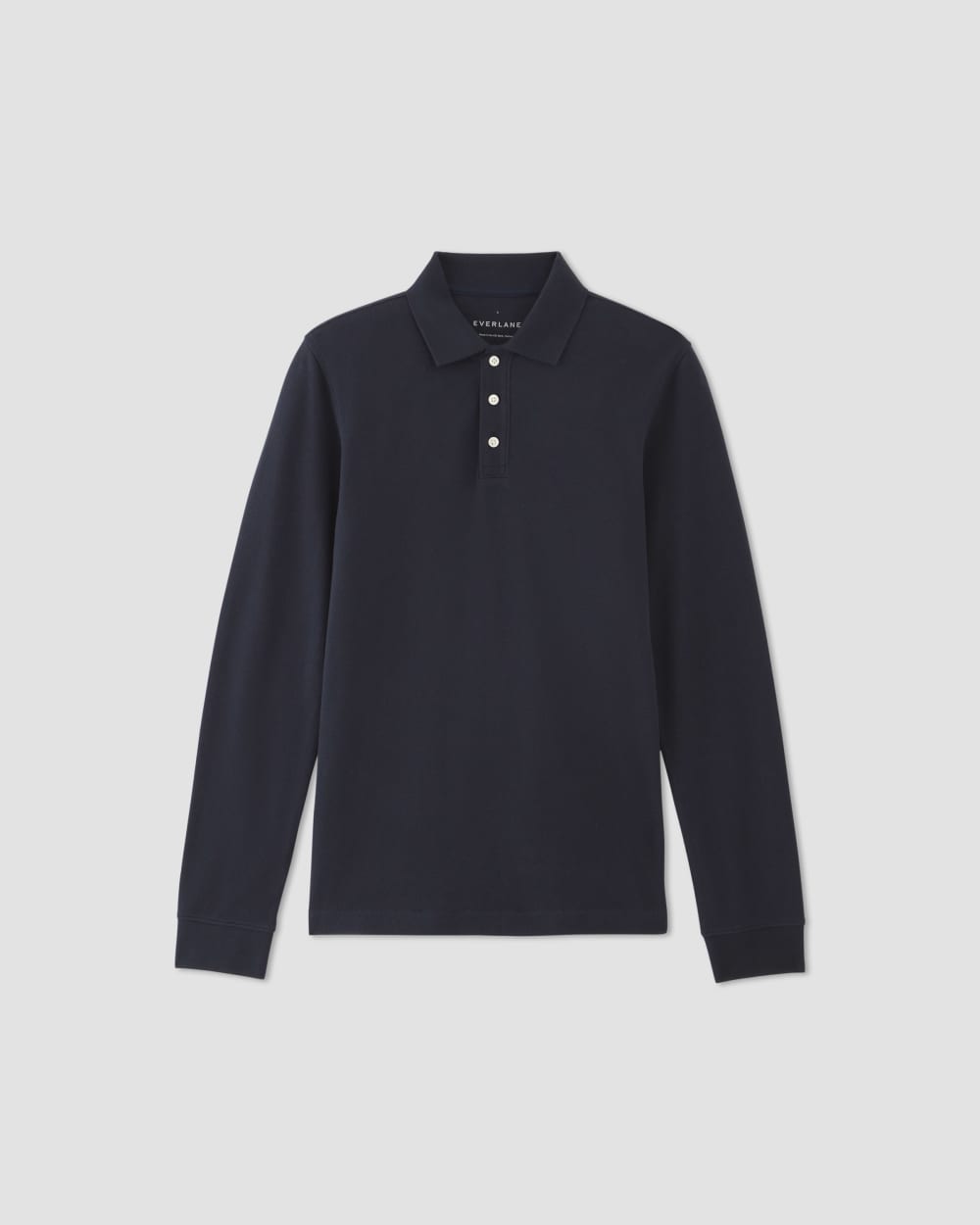 The Long-Sleeve Pique Polo | Deep Navy