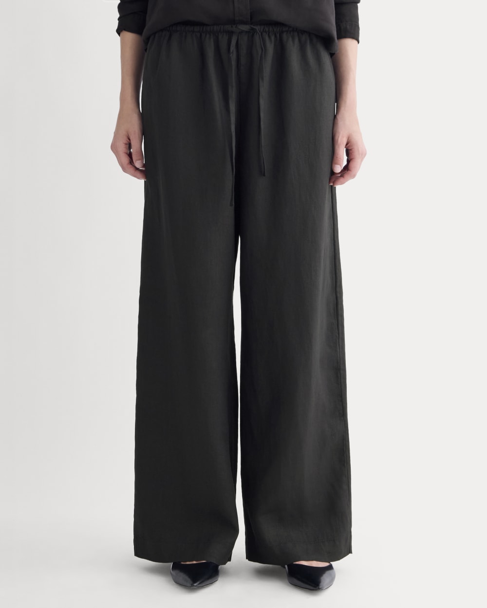 The Drawstring Pant in Linen | Black