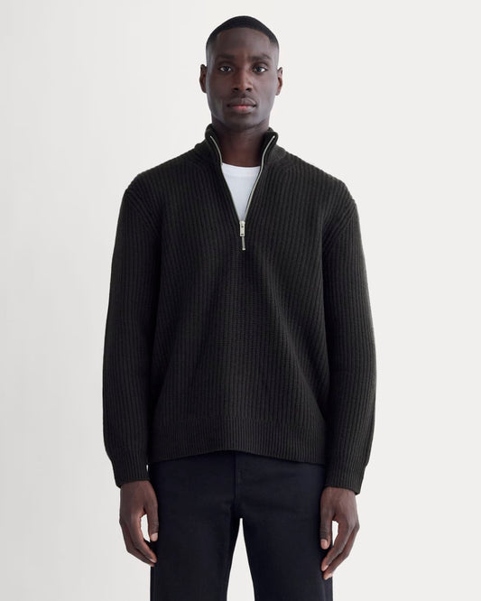The Felted Merino Half-Zip Sweater | Black