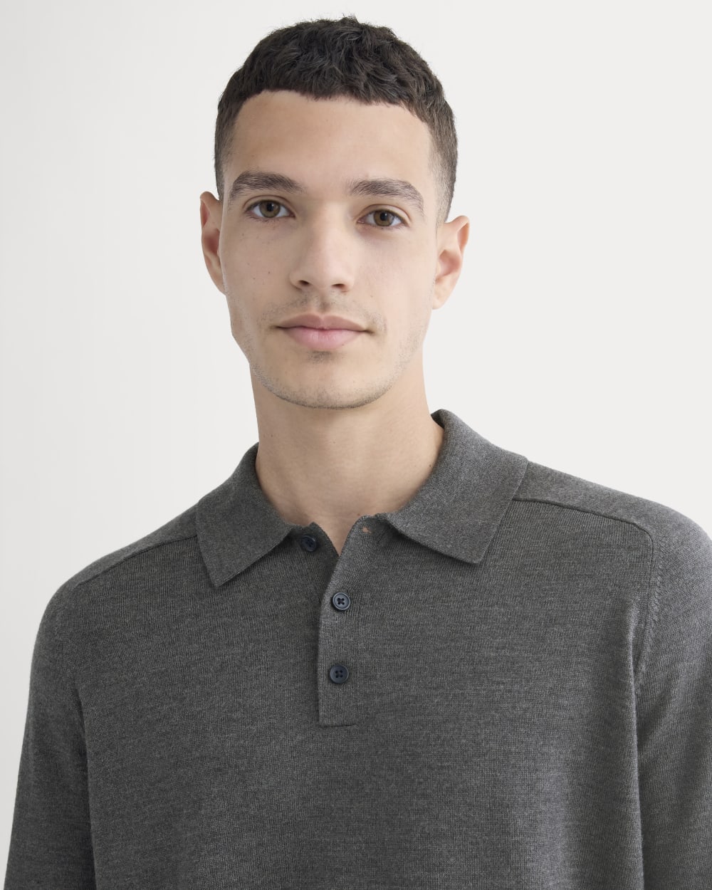 Ultrasoft Polo Sweater | Heather Mid Charcoal