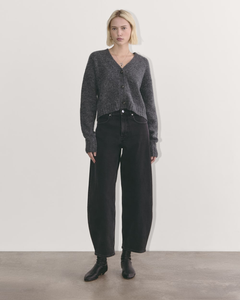 The Boxy Cardigan in Alpaca | Dark Charcoal