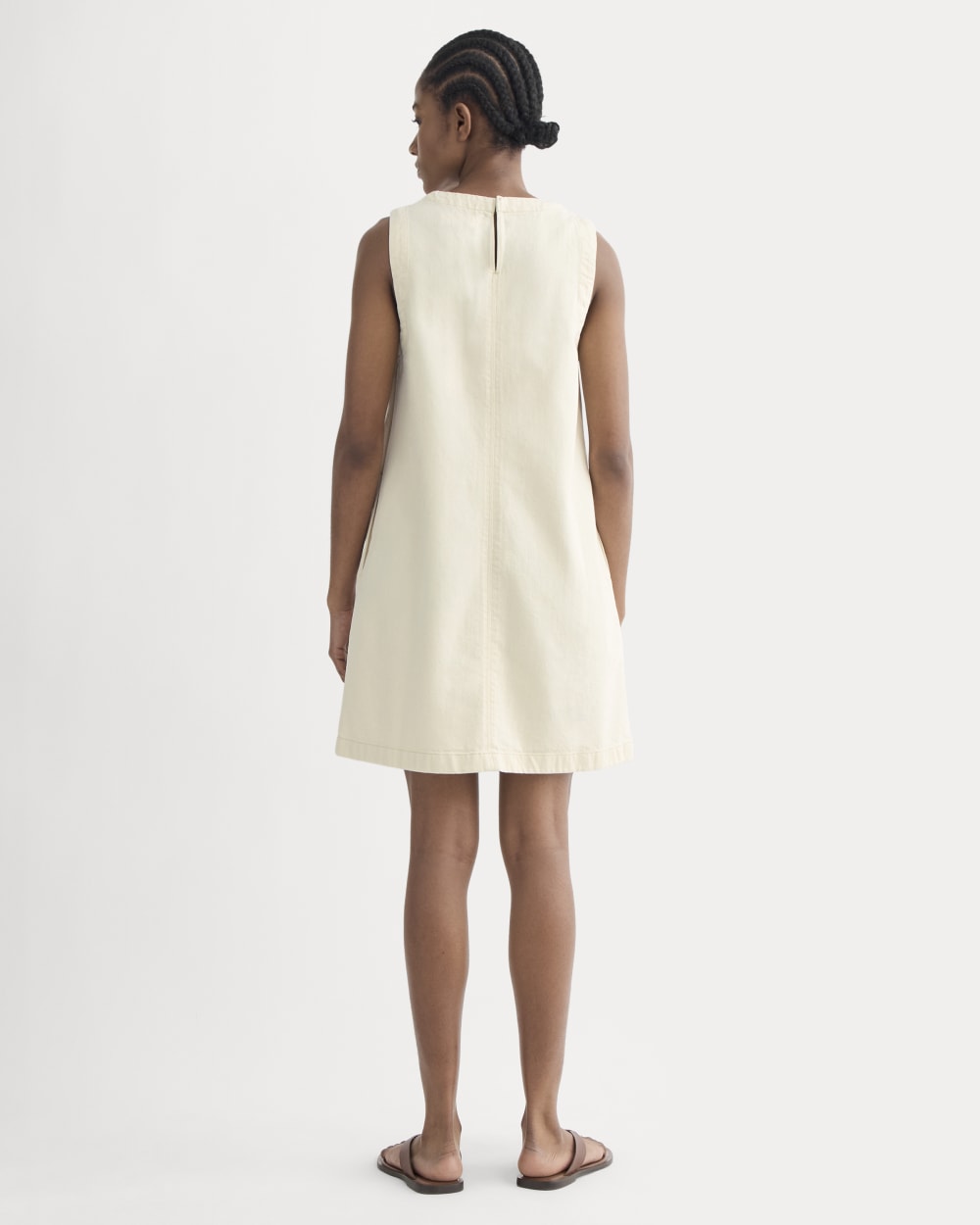 The Denim Shift Dress | Ecru