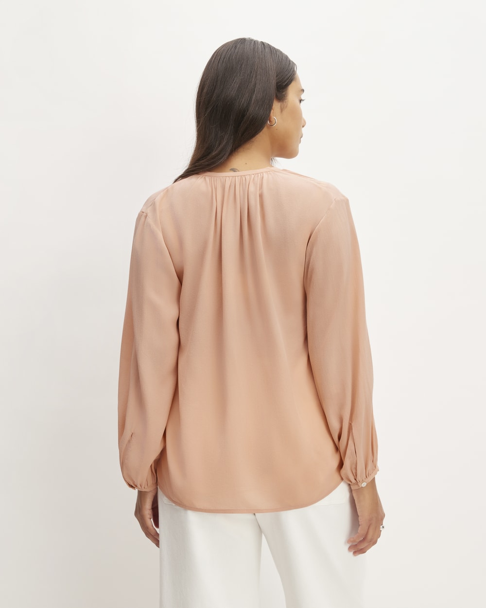 The Washable Clean Silk Shirred Blouse | Blush Pink