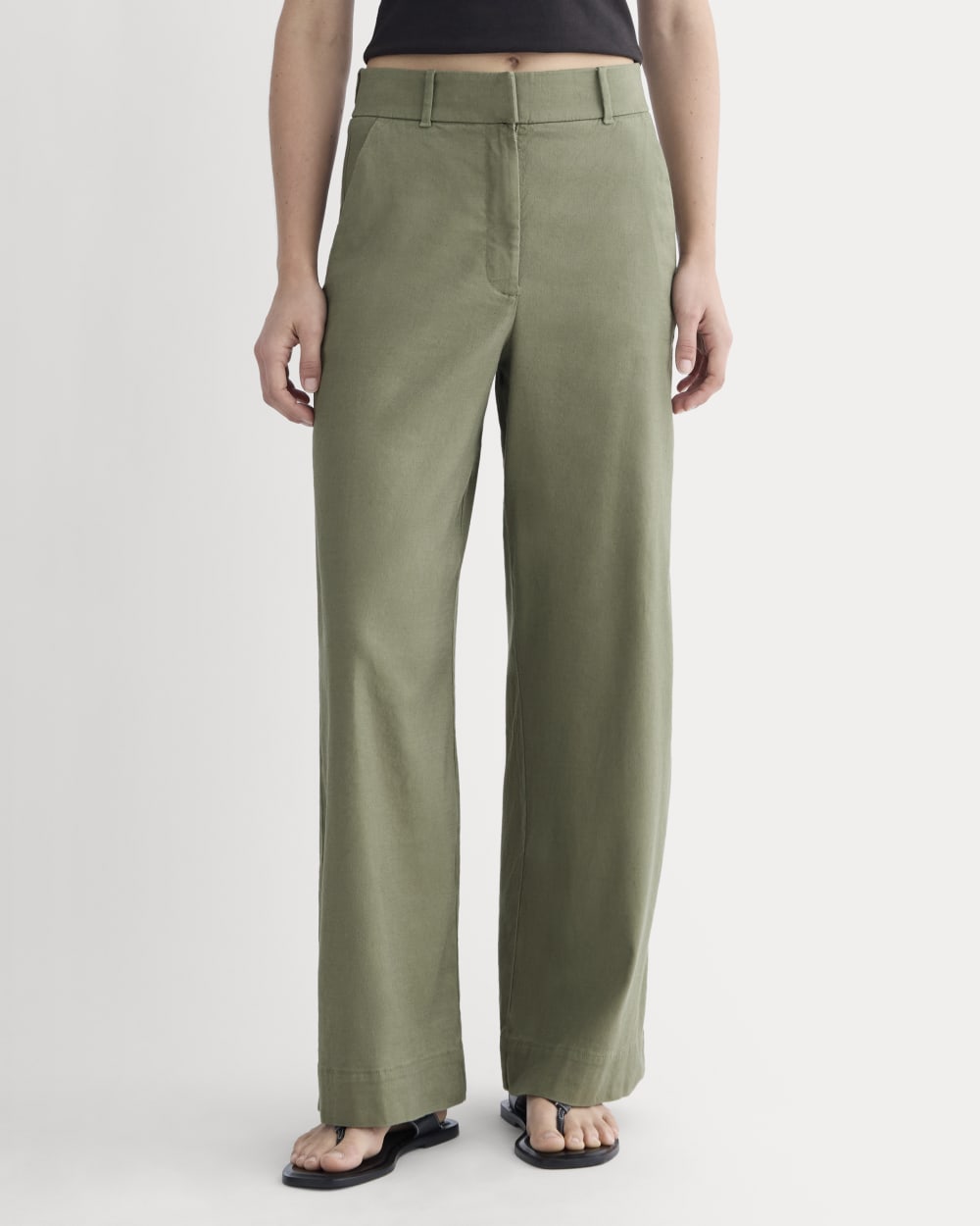 The Wide-Leg Pant in Stretch Linen | Lichen Green