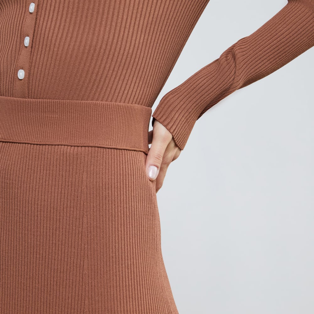 The Ribbed Knit Skirt | Cocoa Brown